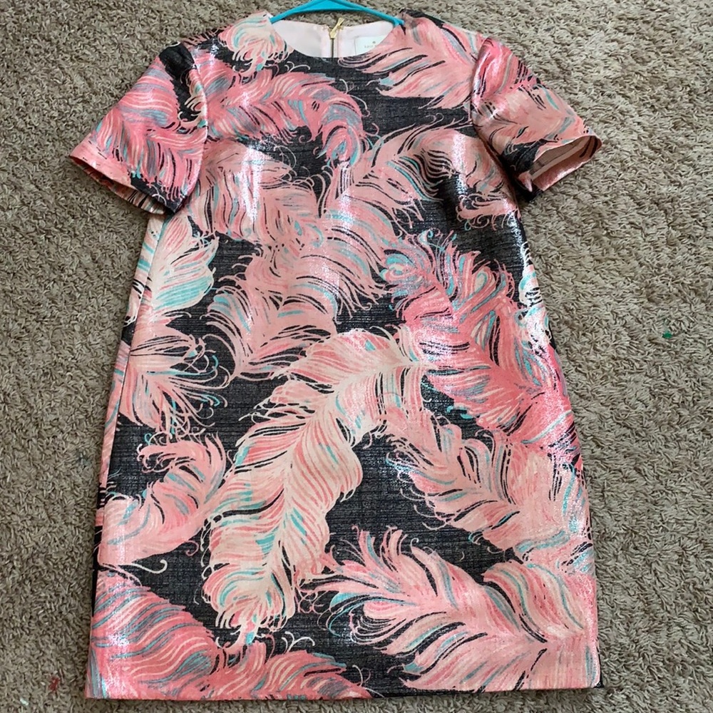 Kate Spade Regal Plumes metallic dress